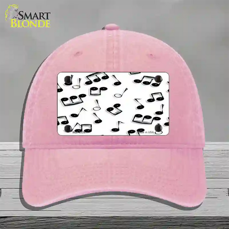 Musical Notes Black White Novelty License Plate Hat Unconstructed Cotton / Pink