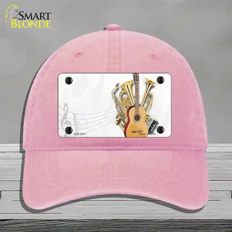 Musical Instruments Offset Novelty License Plate Hat Unconstructed Cotton / Pink