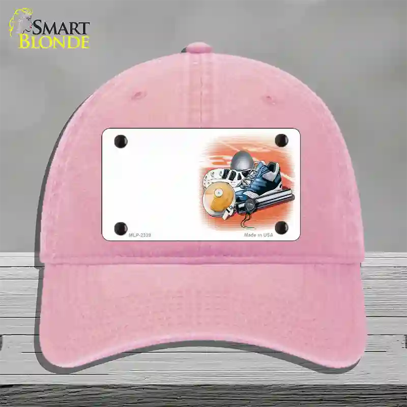 Track And Field Offset Novelty License Plate Hat Unconstructed Cotton / Pink