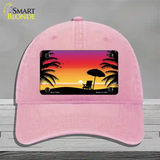 Sunset Beach Novelty License Plate Hat Unconstructed Cotton / Pink