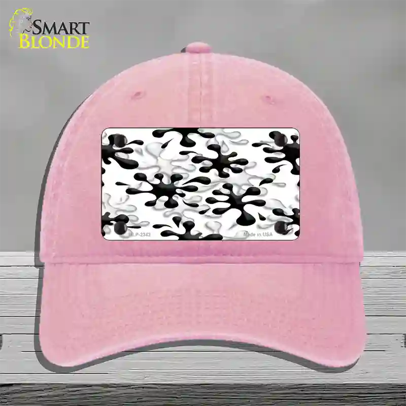 Splatter Black White Novelty License Plate Hat Unconstructed Cotton / Pink