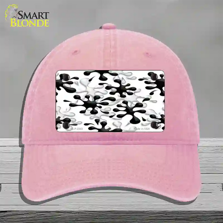 Splatter Black White Novelty License Plate Hat Unconstructed Cotton / Pink