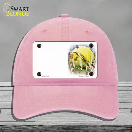 Softball Offset Novelty License Plate Hat Unconstructed Cotton / Pink