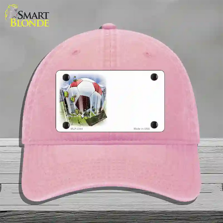 Soccer Ball Offset Novelty License Plate Hat Unconstructed Cotton / Pink