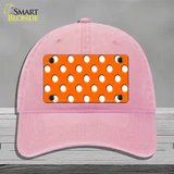 White Polka Dots Orange Novelty License Plate Hat Unconstructed Cotton / Pink