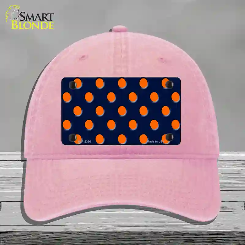 Orange Polka Dots Navy Blue Novelty License Plate Hat Unconstructed Cotton / Pink