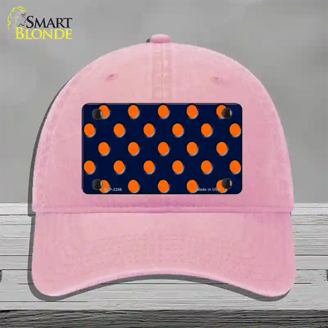 Orange Polka Dots Navy Blue Novelty License Plate Hat Unconstructed Cotton / Pink