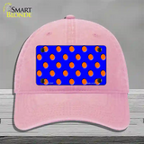 Orange Polka Dots Royal Blue Novelty License Plate Hat Unconstructed Cotton / Pink