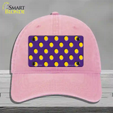 Yellow Polka Dots Purple Novelty License Plate Hat Unconstructed Cotton / Pink