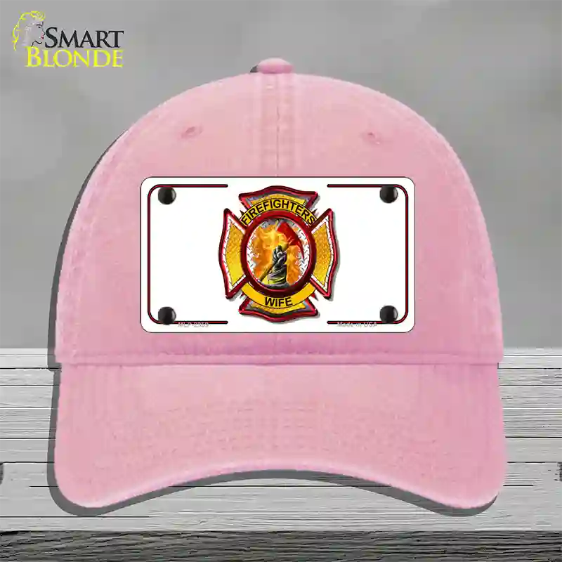 Firefighters Wife Novelty License Plate Hat Unconstructed Cotton / Pink