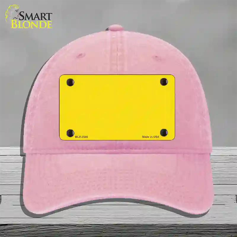 Yellow Solid Novelty License Plate Hat Unconstructed Cotton / Pink