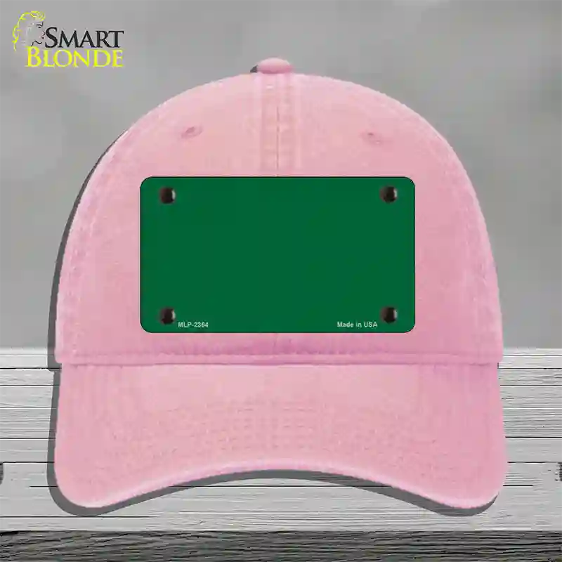 Green Solid Novelty License Plate Hat Unconstructed Cotton / Pink