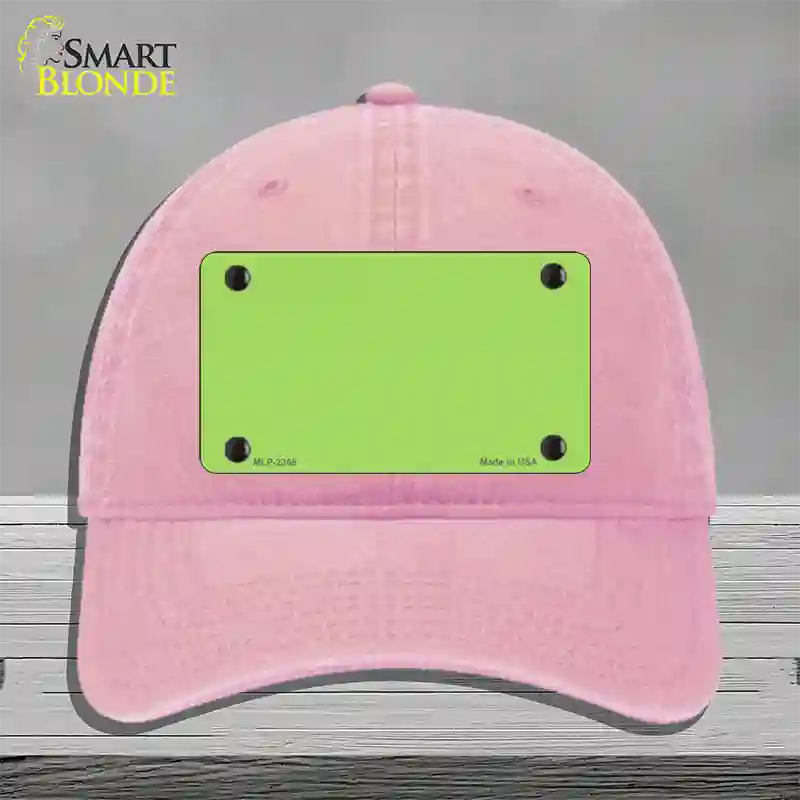 Lime Green Solid Novelty License Plate Hat Unconstructed Cotton / Pink