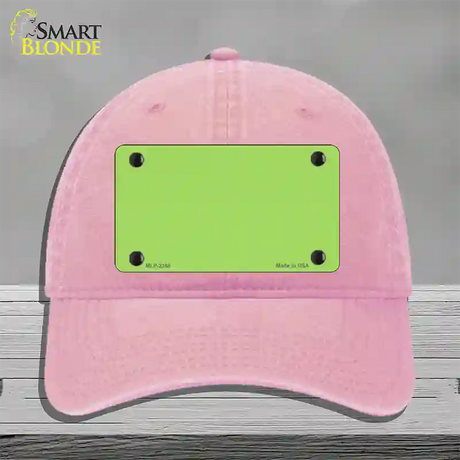 Lime Green Solid Novelty License Plate Hat Unconstructed Cotton / Pink