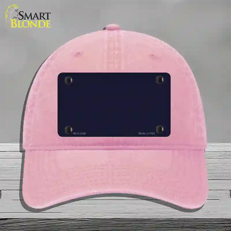 Navy Blue Solid Novelty License Plate Hat Unconstructed Cotton / Pink