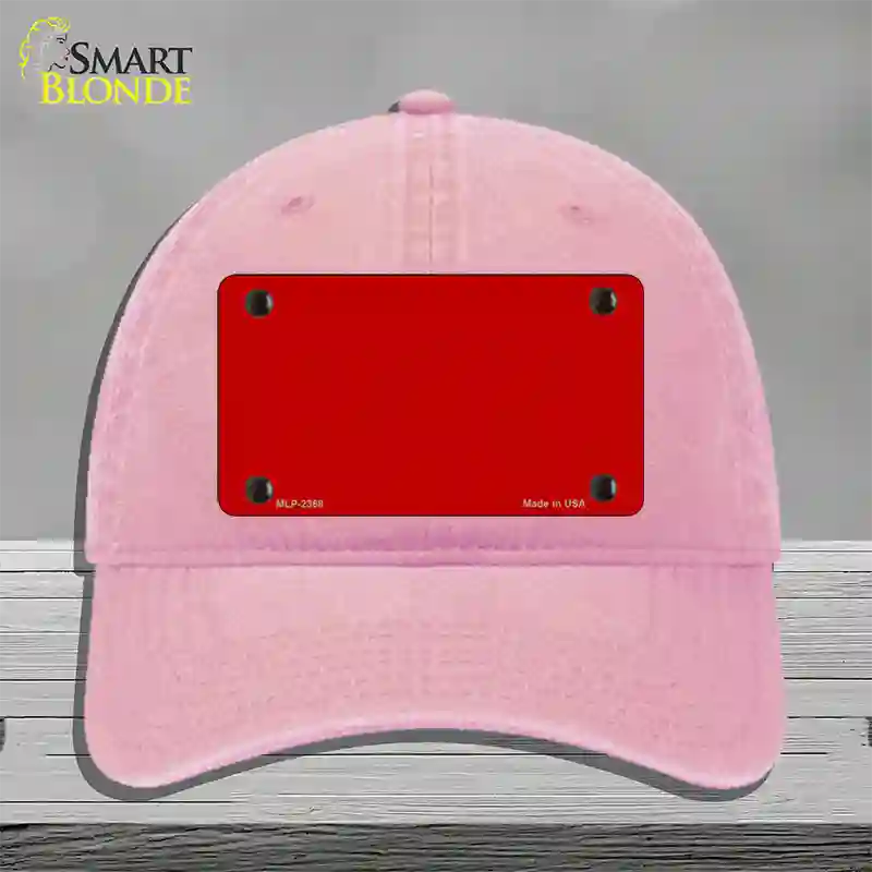 Red Solid Novelty License Plate Hat Unconstructed Cotton / Pink