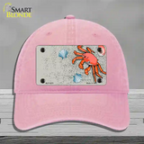 Crab And Seashells Novelty License Plate Hat Unconstructed Cotton / Pink