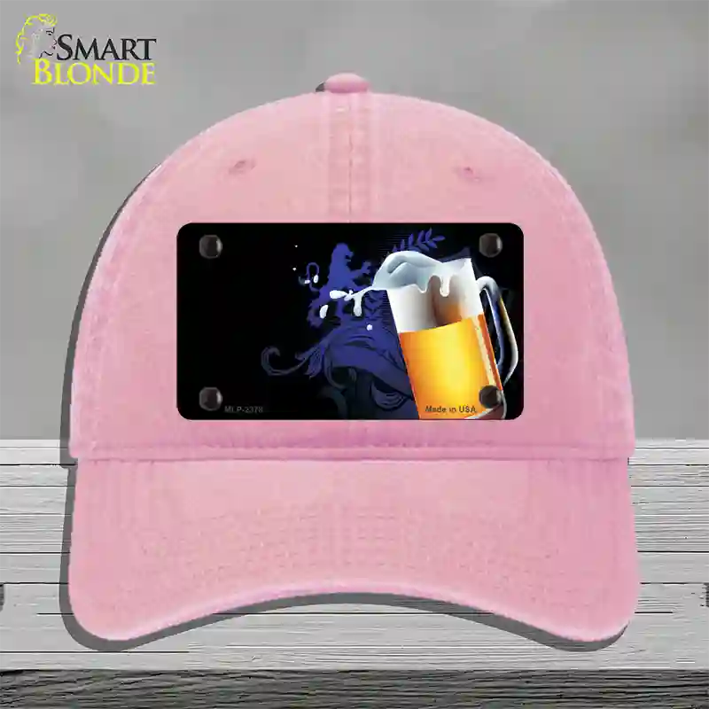Frothy Beer Mug Offset Novelty License Plate Hat Unconstructed Cotton / Pink