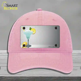 Margarita Time Offset Novelty License Plate Hat Unconstructed Cotton / Pink