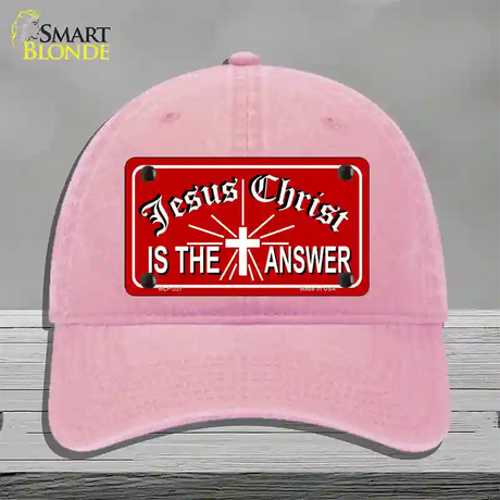 Jesus Christ Is The Answer Novelty License Plate Hat Unconstructed Cotton / Pink