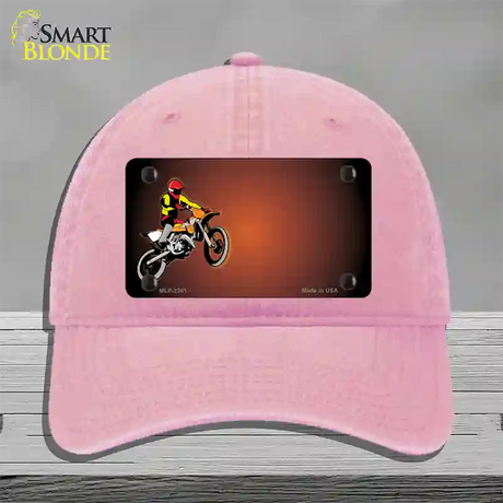 Dirt Bike Rider Offset Novelty License Plate Hat Unconstructed Cotton / Pink