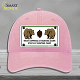 What Happens At Camp Novelty License Plate Hat Unconstructed Cotton / Pink