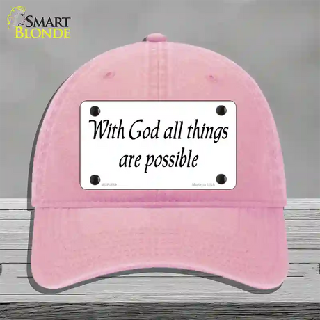 All Things Possible Novelty License Plate Hat Unconstructed Cotton / Pink