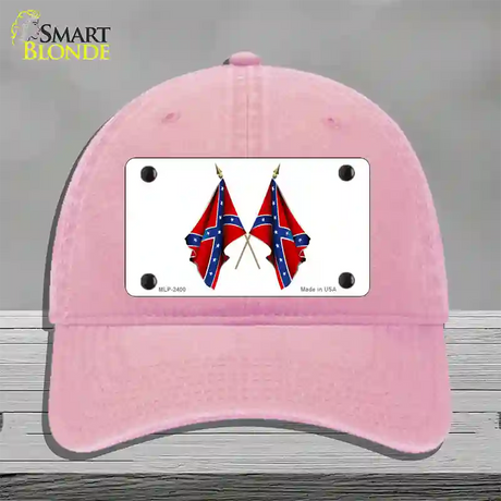 Confederate Crossed Flags Novelty License Plate Hat Unconstructed Cotton / Pink