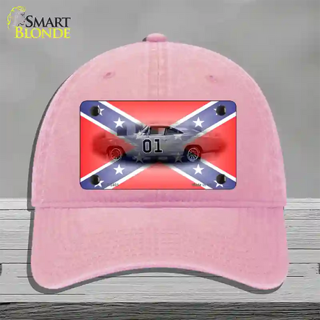 Confederate Flag Charger Novelty License Plate Hat Unconstructed Cotton / Pink