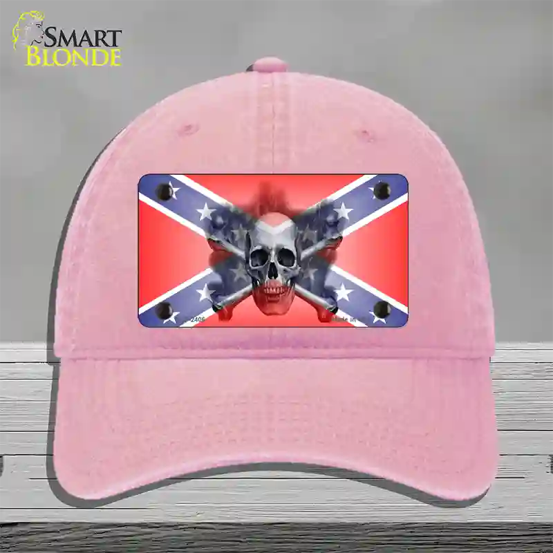 Confederate Flag Skull Novelty License Plate Hat Unconstructed Cotton / Pink