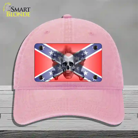 Confederate Flag Skull Novelty License Plate Hat Unconstructed Cotton / Pink