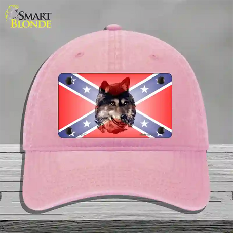 Confederate Flag Faded Wolf Novelty License Plate Hat Unconstructed Cotton / Pink