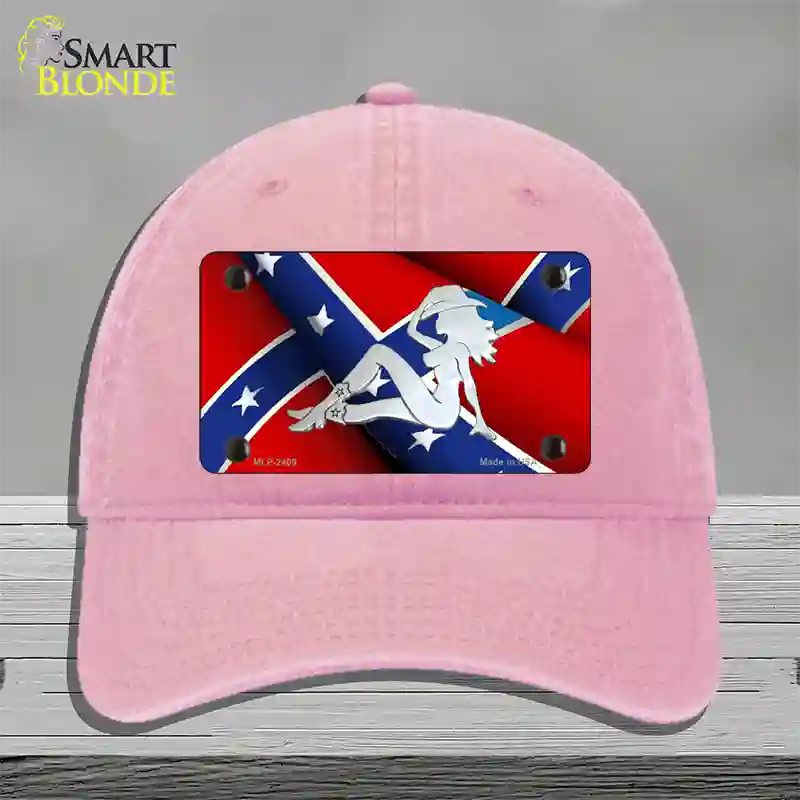 Rebel Flag Mudflap Cowgirl Novelty License Plate Hat Unconstructed Cotton / Pink