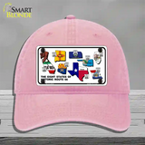 Route 66 Historic 8 Flags Novelty License Plate Hat Unconstructed Cotton / Pink