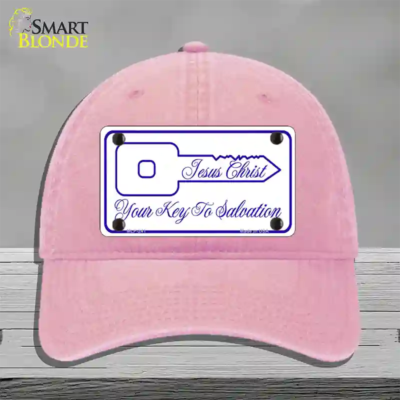 Your Key To Salvation Novelty License Plate Hat Unconstructed Cotton / Pink