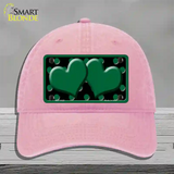 Green Black Polka Dot Green Center Hearts Novelty License Plate Hat Unconstructed Cotton / Pink