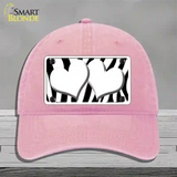 White Black Zebra Red Centered Hearts Novelty License Plate Hat Unconstructed Cotton / Pink