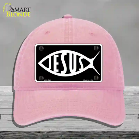 Jesus Fish Novelty License Plate Hat Unconstructed Cotton / Pink