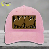 Brown Black Zebra Brown Centered Hearts Novelty License Plate Hat Unconstructed Cotton / Pink