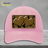 Brown Black Giraffe Brown Centered Hearts Novelty License Plate Hat Unconstructed Cotton / Pink