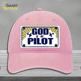 God Is My Pilot Novelty License Plate Hat Unconstructed Cotton / Pink