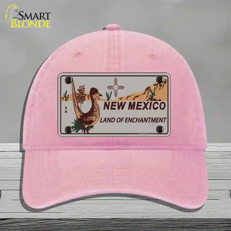 Roadrunner Gray New Mexico Novelty License Plate Hat Unconstructed Cotton / Pink