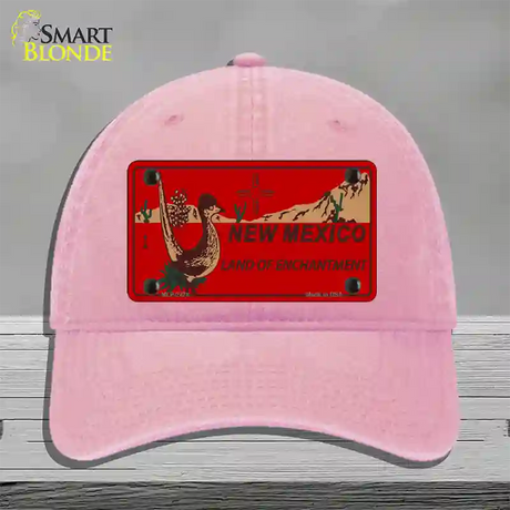 Roadrunner Red New Mexico Novelty License Plate Hat Unconstructed Cotton / Pink