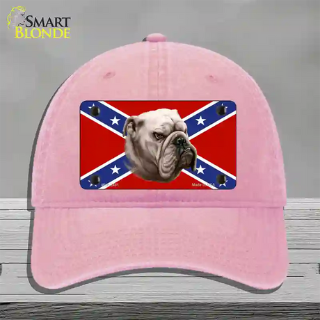 Confederate Flag Bulldog Novelty License Plate Hat Unconstructed Cotton / Pink