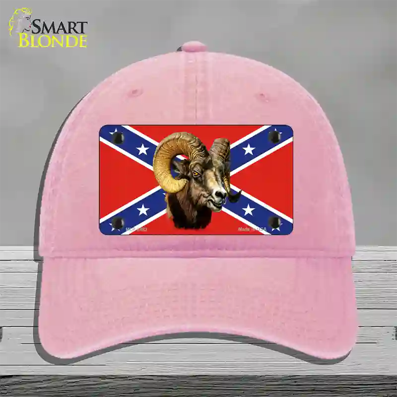 Confederate Flag Ram Novelty License Plate Hat Unconstructed Cotton / Pink