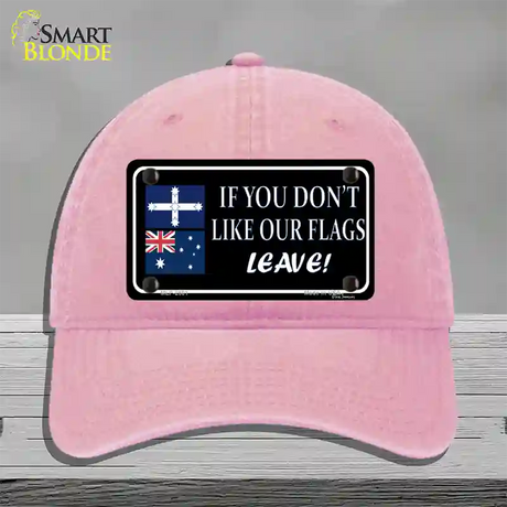 If You Dont Like Our Flag Leave Novelty License Plate Hat Unconstructed Cotton / Pink