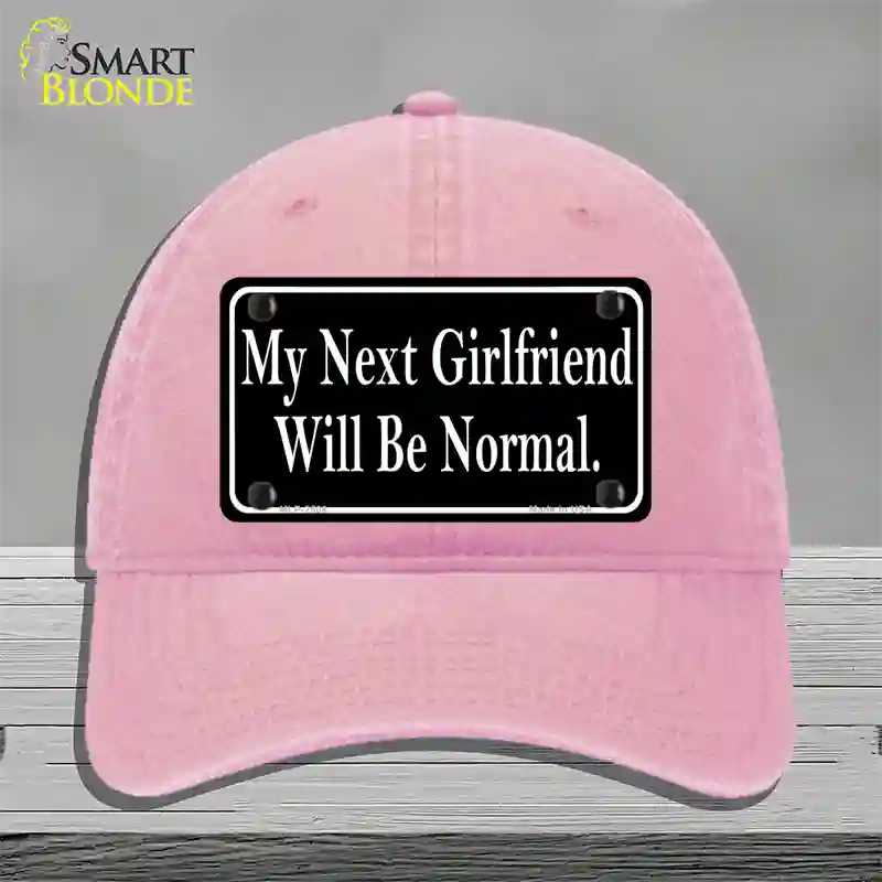 My Next Girlfriend Novelty License Plate Hat Unconstructed Cotton / Pink