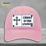 Christ Is The Answer Novelty License Plate Hat Unconstructed Cotton / Pink