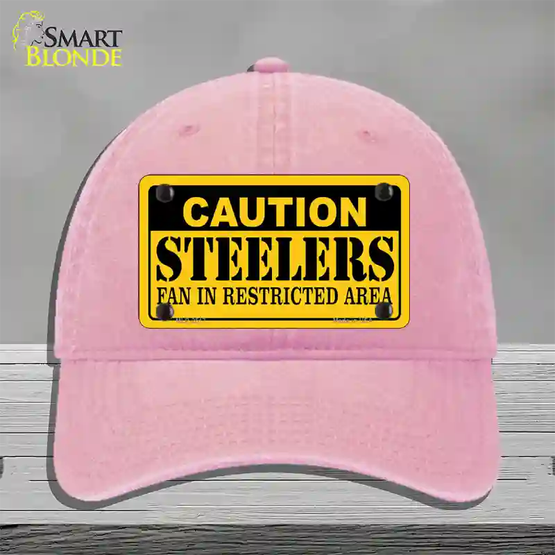 Caution Steelers Novelty License Plate Hat Unconstructed Cotton / Pink