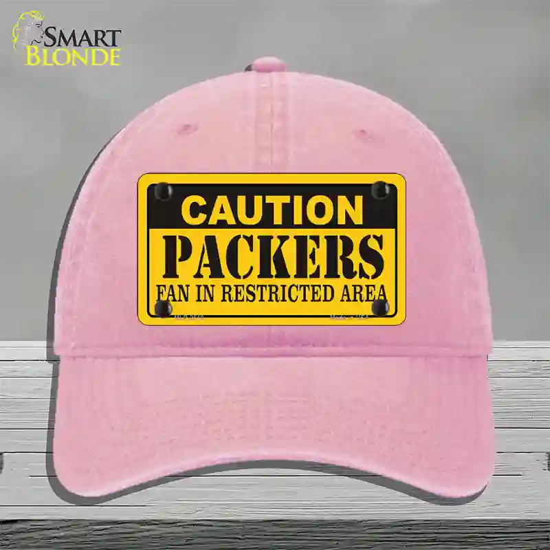 Caution Packers Novelty License Plate Hat Unconstructed Cotton / Pink